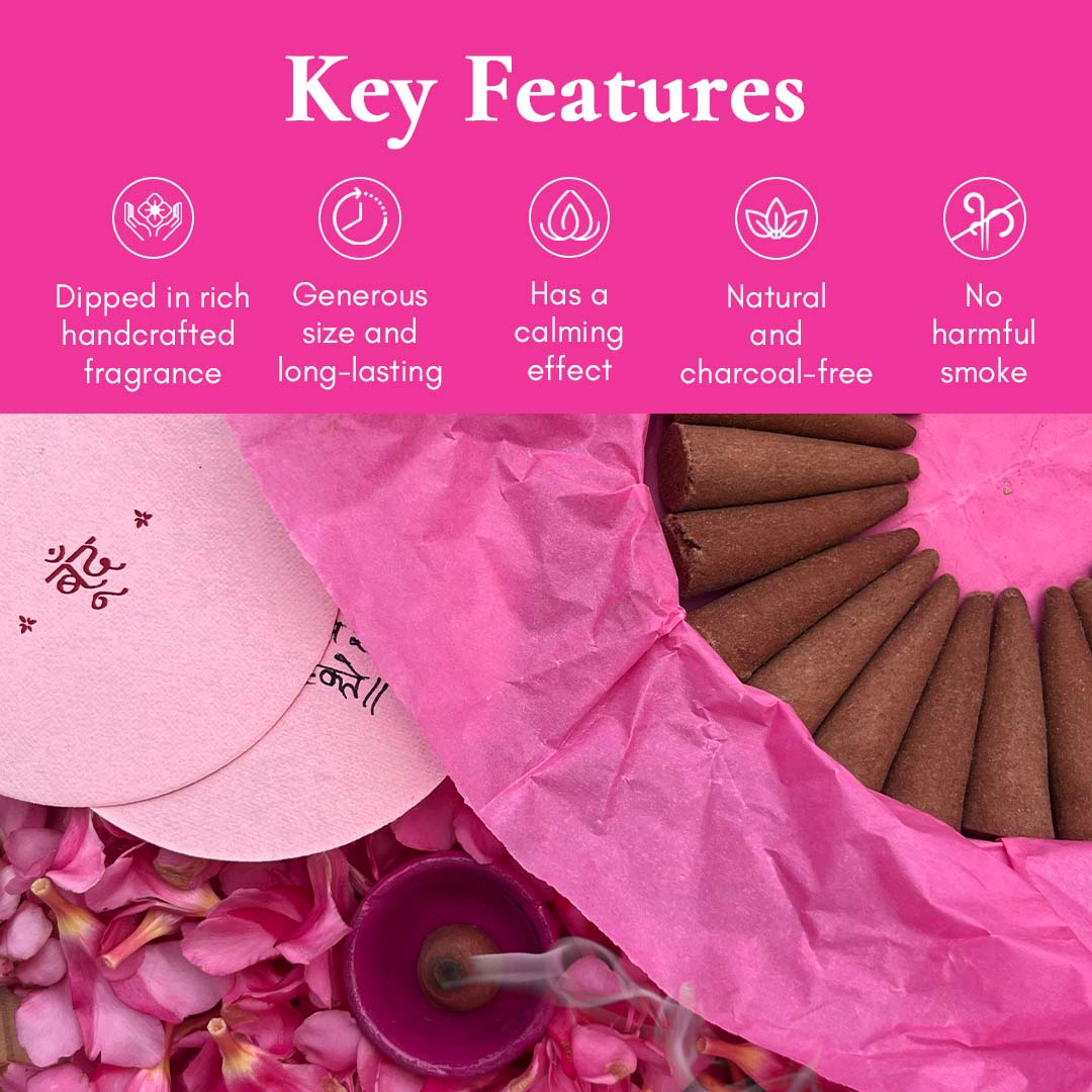 Pure Indian Rose Incense Cones